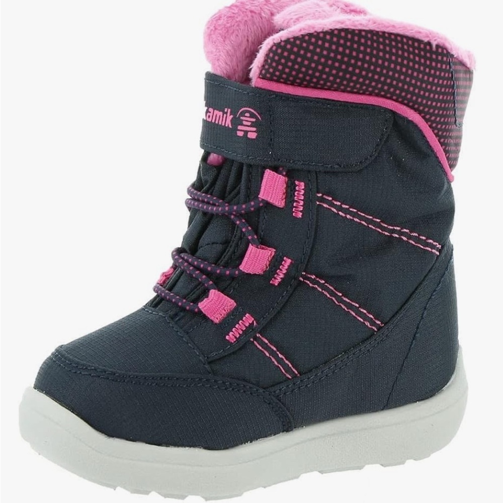 Size 6 Toddler Kamik Kids' Navy and Fuchsia Winter Boots